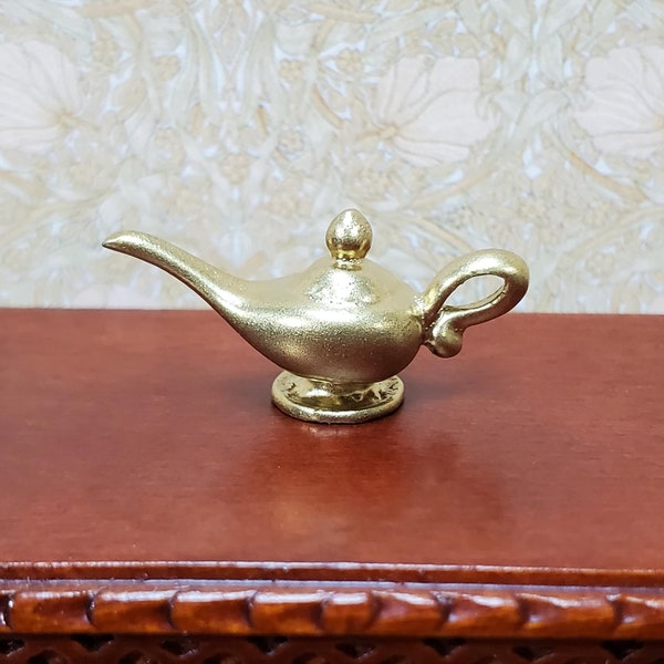 Dollhouse Genie Oil Lamp Aladdin's Lamp Gold 1:12 Scale Miniature