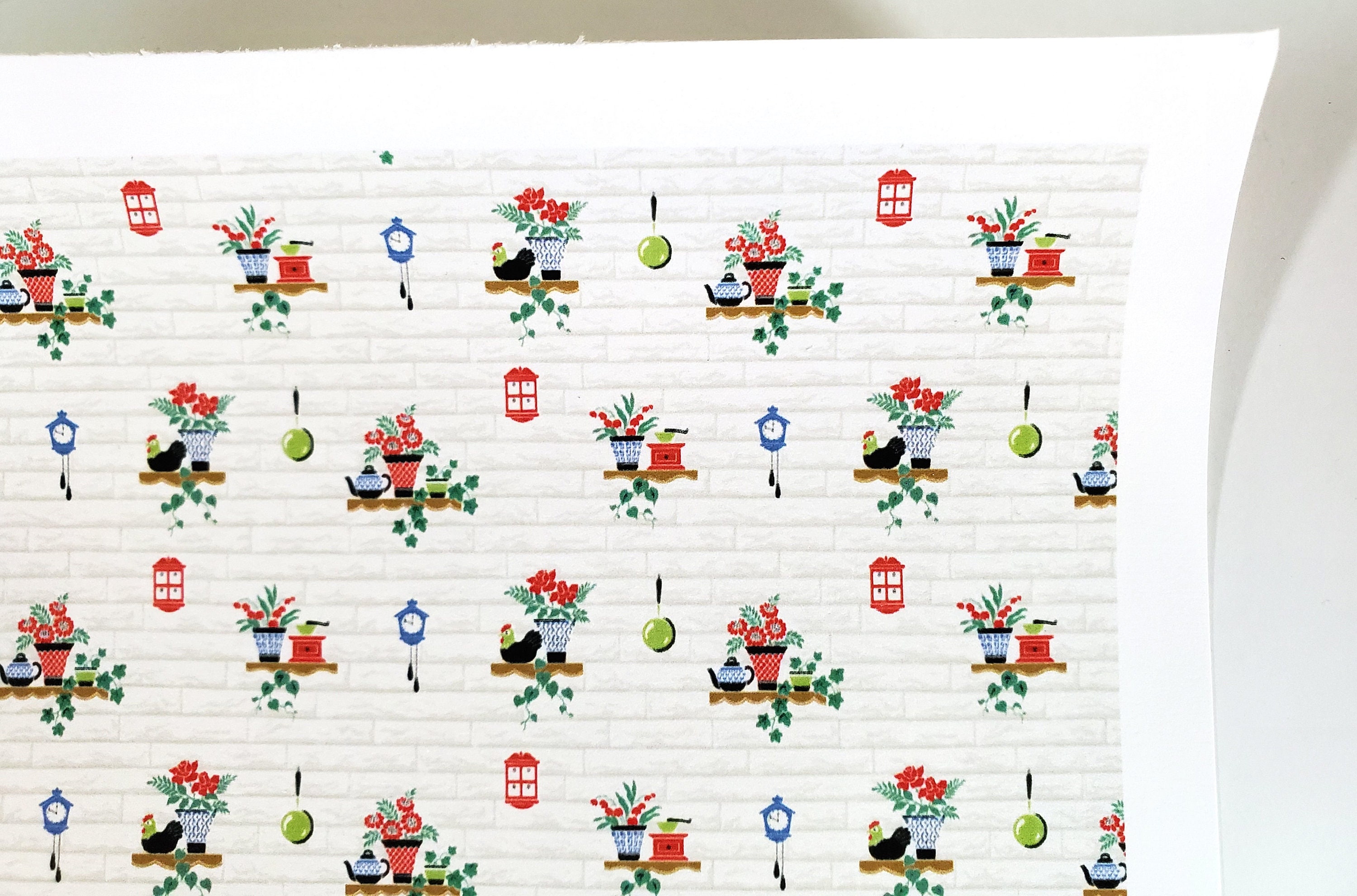 Dollhouse Wallpaper cozy Kitchen Brick Design - Etsy