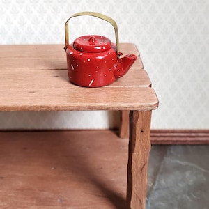 Dollhouse Miniature Teapot Kettle Red Speckled 1:12 Scale Kitchen Accessories