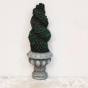 Dollhouse Topiary Flat Back Tall Twist Potted Bush 1:12 Scale Resin Miniature Garden