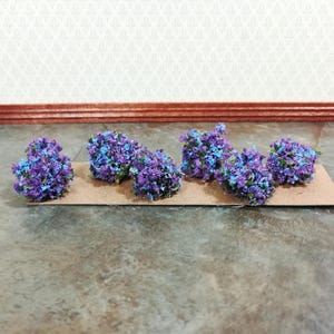 Dollhouse Miniature Flowering Shrub Purple Small Bush Round Border Plant