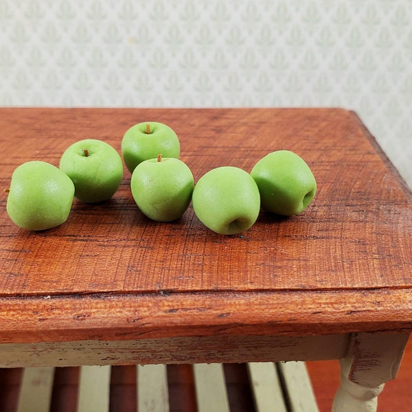 Dollhouse Green Apples Set of 6 1:12 Scale Miniatures Kitchen Food Fruits