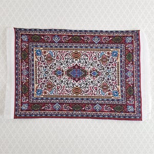 Dollhouse Miniature Rug Small Maroon 6 1/4&quot; x 3 3/4&quot; with Fringe 1:12 Scale