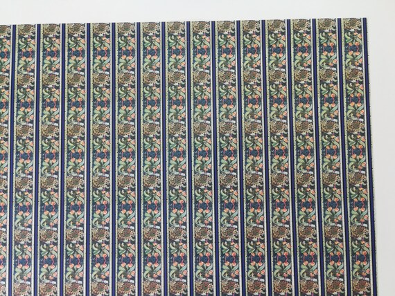 Dollhouse Wallpaper 1:12 Parisian Stripe Teal Blue