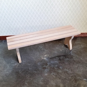 Dollhouse Miniature Garden Bench Slated Large Unfinished Wood 1:12 Scale