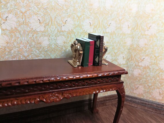 Dollhouse Miniature Kitty Cat Bookends Antique Bronze 1:12 Scale Accessory