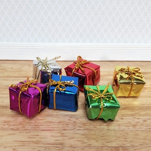 Dollhouse Wrapped Gifts Presents Foil Paper x6 MEDIUM Miniature Christmas