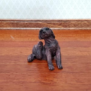 Dollhouse Puppy Dog Small Brown Scratching Ear Miniature Pet Cast Resin