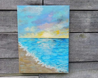 Original Sunrise Seascape Painting: Coastal Nautical Wall Art