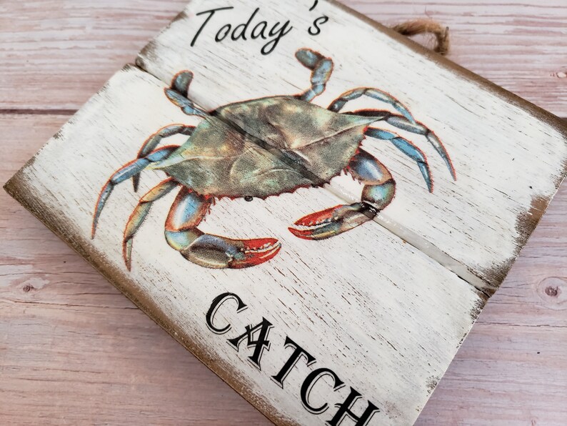 Beach Kitchen Sign Blue Crab Décor Nautical Jar Maryland Etsy