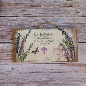 Rustic plaque, Purple Kitchen Plaque, Lavender garden, Lavender décor, Wall art,  Butterflies plank, French Countryside, Wood sign, Paris
