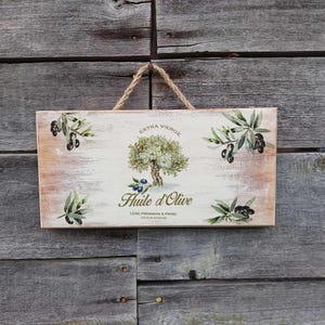 Mediterranean Rustic Kitchen Décor, Olives kitchen plank, Olive tree, Olives on wood, Wall décor, Country kitchen plank, Herbs and spices