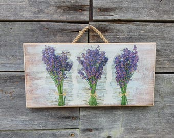 Lavender Flower Wooden Plaque: French Country Kitchen Decor