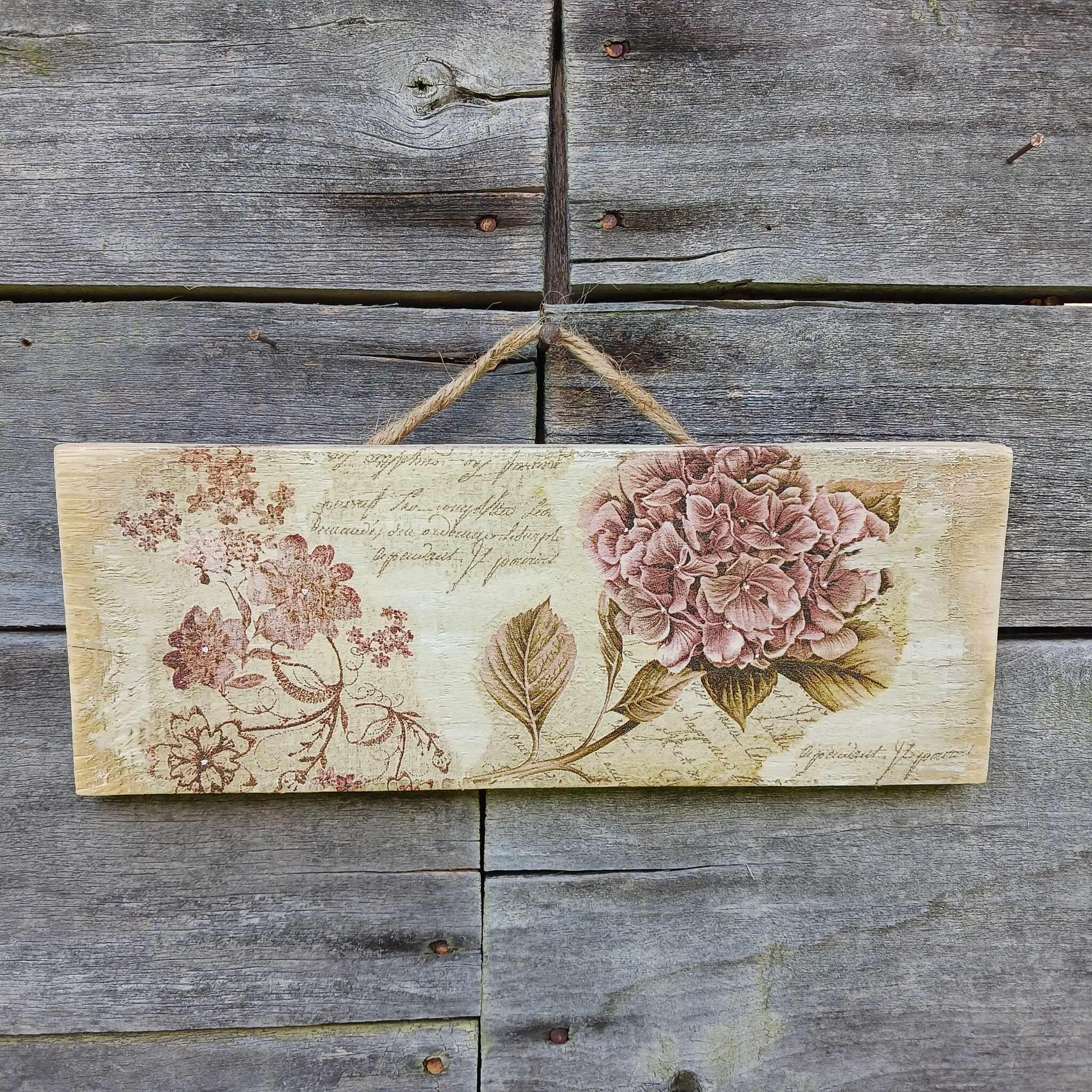 Rustic Hydrangea Wood Plaque, Shabby Chic Floral Wall Art, French ...