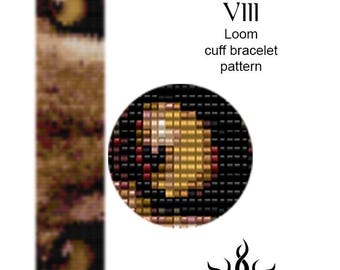 Eyes of the Lioness VIII-thin version: loom cuff beaded bracelet pattern; tutorial, pdf, animal, lion, african, ethno, jungle style, unisex