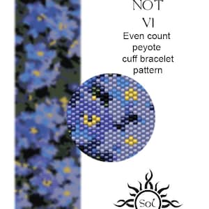Forget Me Not VI - zelfs peyote-manchetkralenarmbandpatroon; zelfstudie, pdf-bestand, slechts 9 kleuren