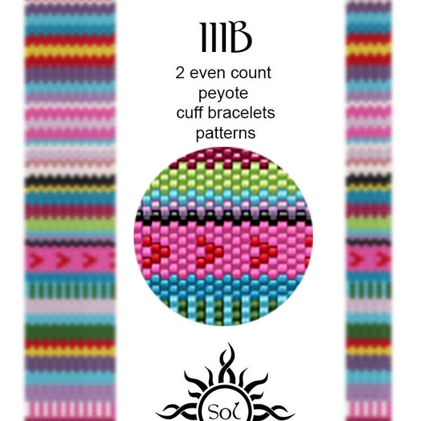 MAASAI IIIb - two even count peyote cuff beadwoven bracelet patterns; tutorial, pdf; geometric, ethnic, ethno, boho, summer bracelet