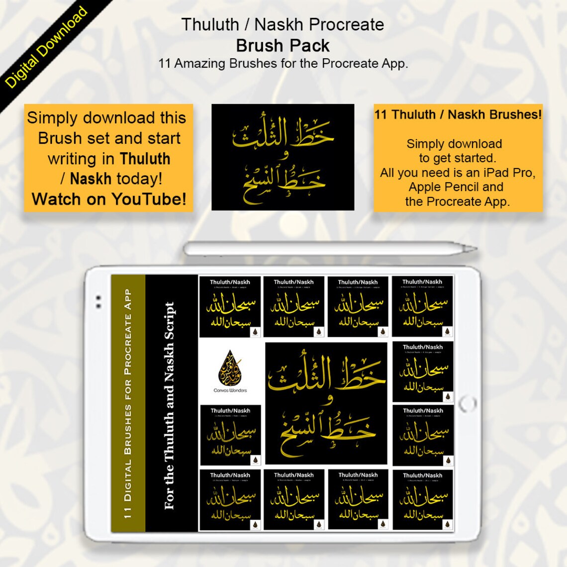 Arabic Calligraphy Procreate Brush Set 1 for Thuluth / Naskh Etsy Canada