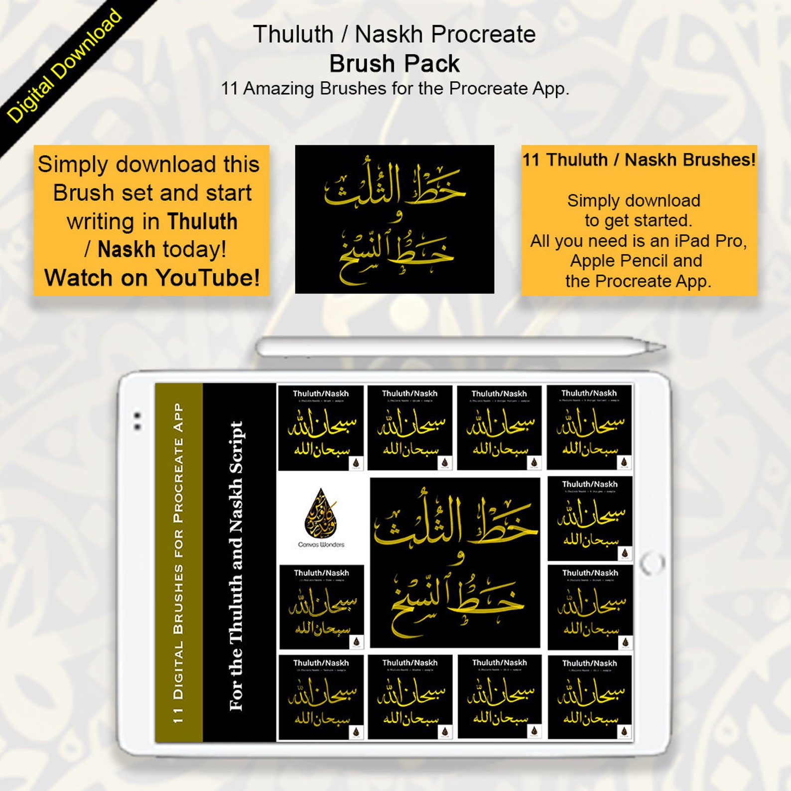 Arabic Calligraphy Procreate Brush Set 1 for Thuluth / Naskh Etsy Canada