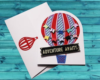 Adventure Awaits Retirement Card, Hot Air Balloon Greeting Card