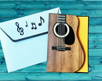Realistic Guitar Handmade Card, Perfect for Any Occasion