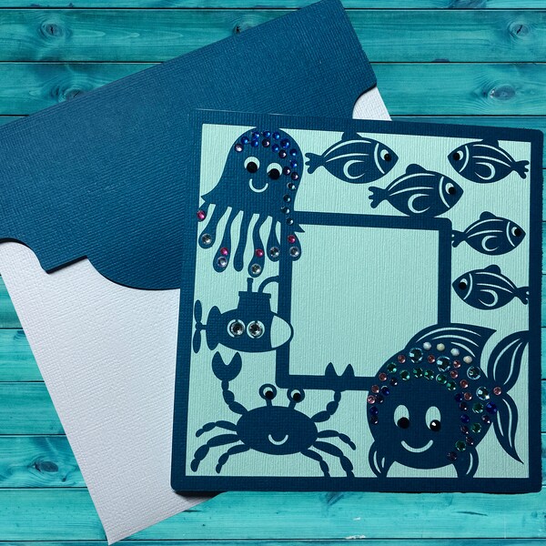 Cute Ocean Marine Life Intricately Cut Handmade Card, Perfect for All Occasions