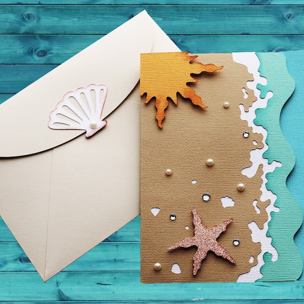 Beach Note Card - Intricately Cut, Handmade