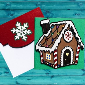 Cute Handmade Layered Gingerbread House Christmas Card
