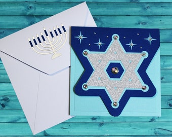 Star of David Handmade Hanukkah Greeting Card