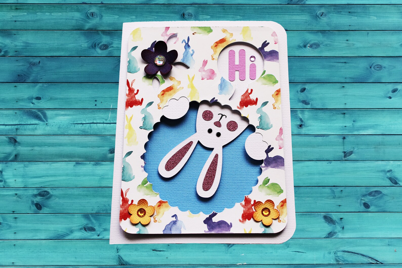 Easter Bunny Handmade Card, Spring Card - Etsy