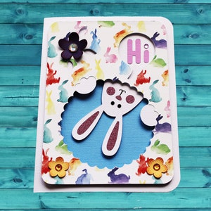 Easter Bunny Handmade Card, Spring Card image 2
