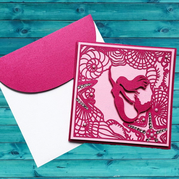 Intricately Cut Dimensional Mermaid Handmade All Occasion Card