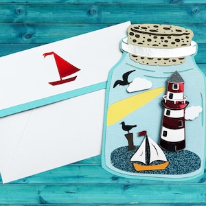 Message in a Bottle Nautical Themed Handmade Card, Perfect for All Occasions