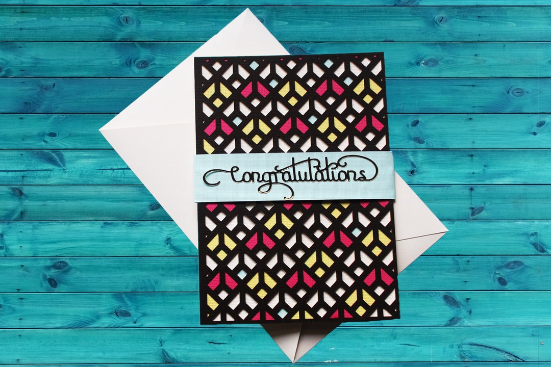 Handmade Congratulations Card: Geometric Cutout Design - Etsy