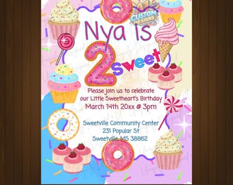 Sweet Birthday invitation two sweet sweet one