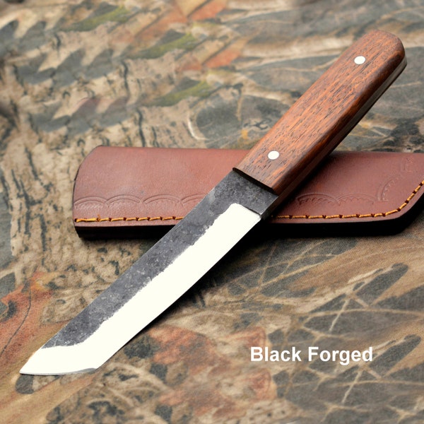 Hand Forged japanese style Tanto knife with sheath | Rosewood Fixed Blade | Bushcraft | Hunting | Camp | Survival | Knife | Gift for MEN/HIM