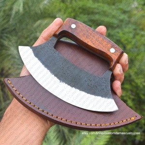 Handmade Ulu Knife with sheath | Alaskan Style knife | Stainless Steel Kitchen Knife | Camping | Bush knife | Outdoors | Gift for Men/Her