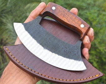 Handmade Ulu Knife with sheath | Alaskan Style knife | Stainless Steel Kitchen Knife | Camping | Bush knife | Outdoors | Gift for Men/Her