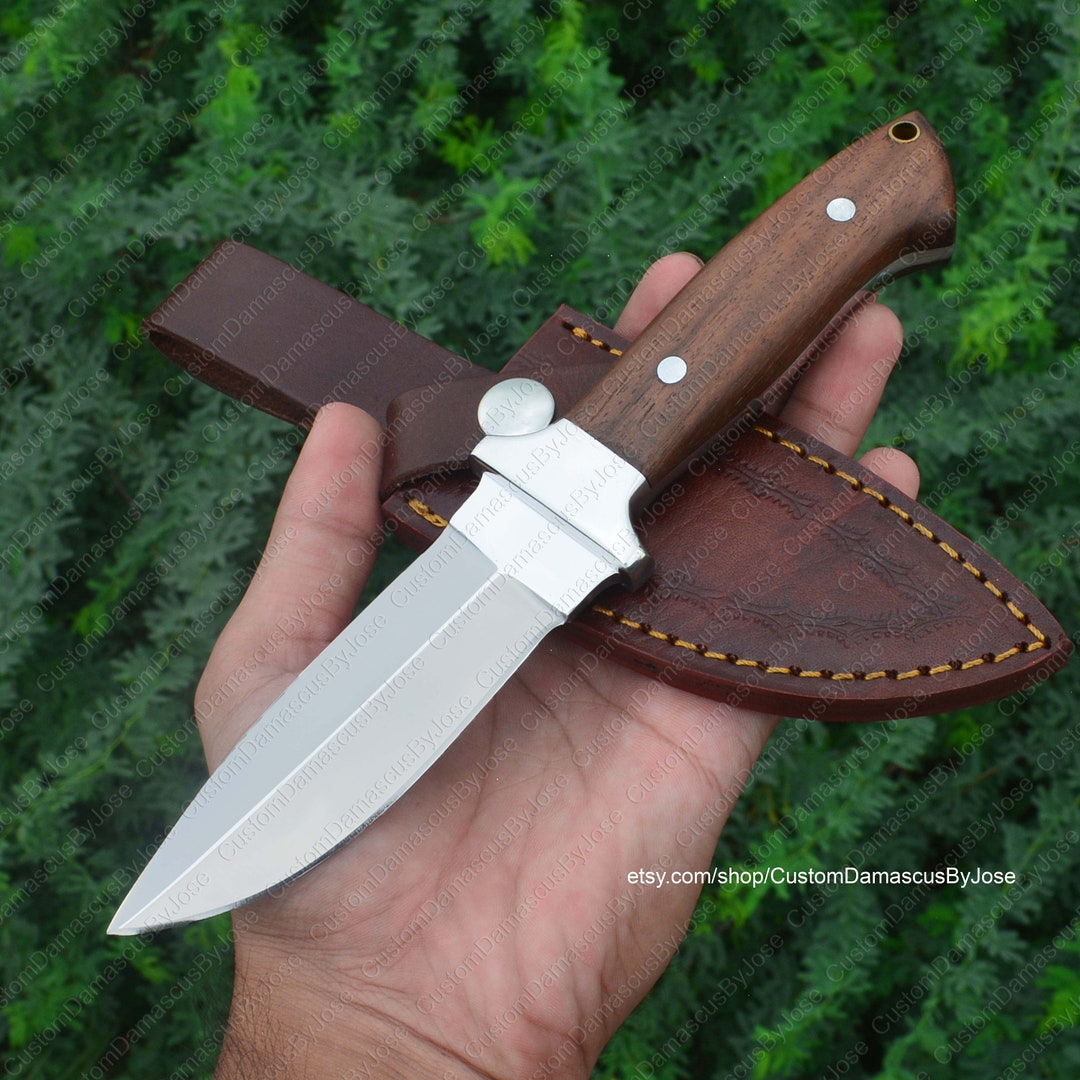 Handmade Stainless Steel Bushcraft Knife With Sheath Rosewood FULLTANG