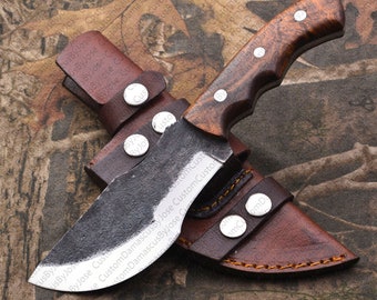 Bushcraft Tracker knife with sheath | Carbon Steel Rosewood Fixed Blade knife | Handmade Knife | Fixed Blade | Camp knife | Gift for MEN/BF