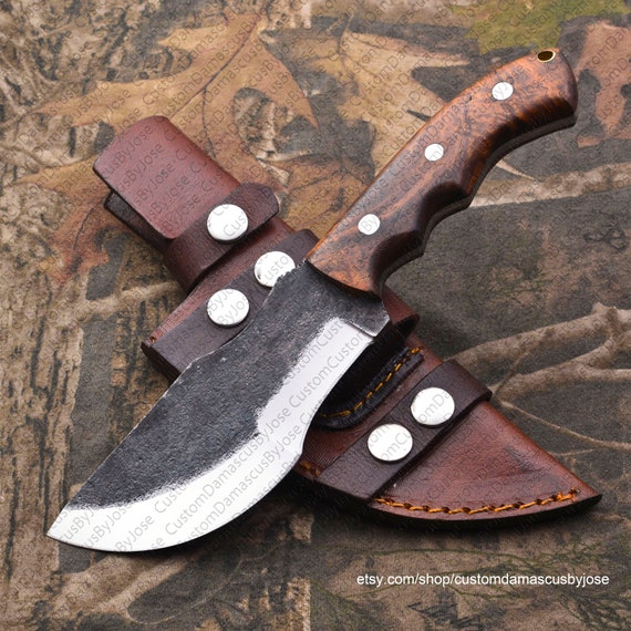 Bushcraft Tracker knife with sheath | Carbon Steel Rosewood Fixed Blade knife | Handmade Knife | Fixed Blade | Camp knife | Gift for MEN/BF
