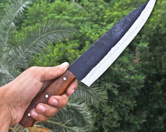 Hand Forged Kitchen knife | Fixed Blade | Stainless Steel | Chef Knife | Utility Knife | Bushcraft | Survival | Camping | Gift for MEN/Bf