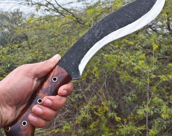 Highcarbon Steel Kukri Knife with sheath | Custom Hunting knife | Bushcraft | Camping | trekking | Survival Knife | Gift for Men/Him