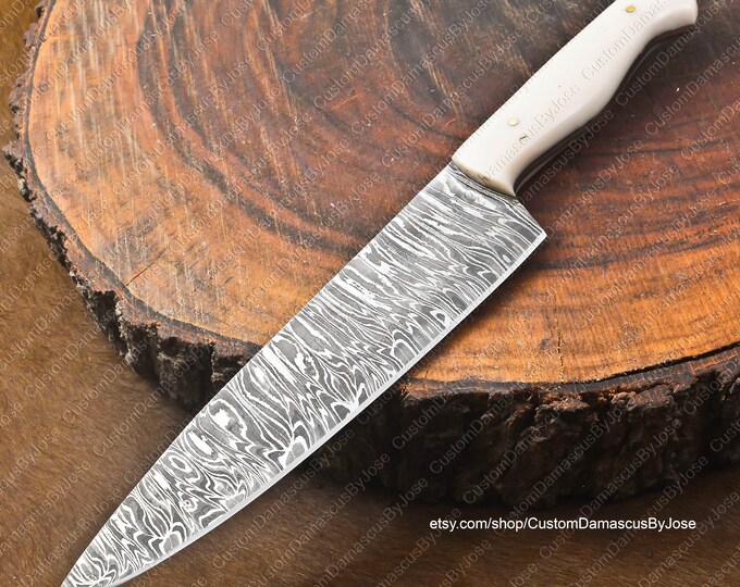 Hand Kitchen Knife Fixed Blade Damascus Steel Chef Knife Utility