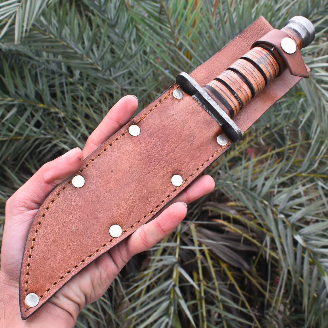 Damascus Kabar Knife With Sheath Custom Handmade Damascus Etsy UK