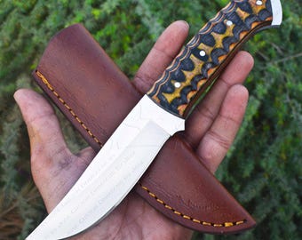 Hand Forged Highcarbon Steel Bushcraft Knife with Sheath| Custom FullTang Handmade | EDC | Survival | Skinner knife | Gift for Men/Him