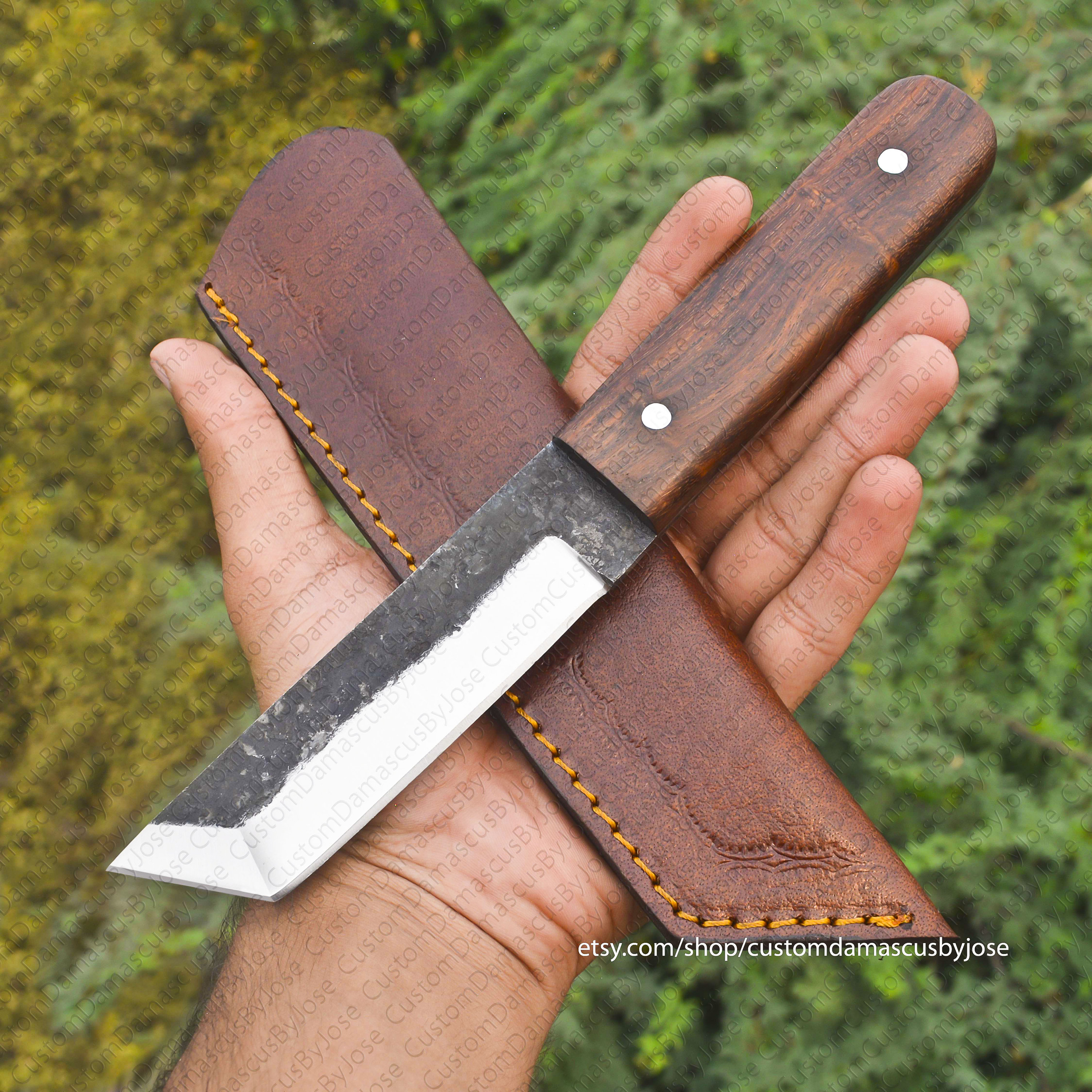 Hand Forge Bushcraft Knife With Sheath | Rosewood Fixed