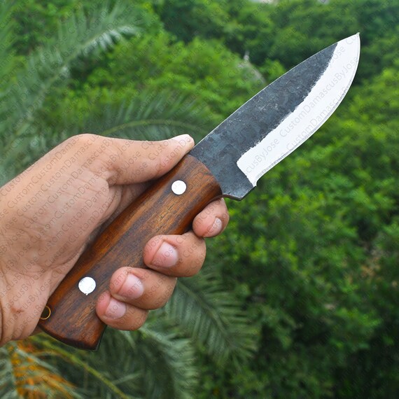Handmade Bushcraft Knife With Sheath Rosewood Fixed Blade Etsy