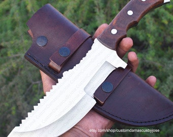 Cuchillo de seguimiento Bushcraft con funda / Cuchillo de hoja fija de palisandro de acero al carbono / Cuchillo hecho a mano / Hoja fija / Cuchillo de campamento / Regalo para HOMBRES / NOVIOS