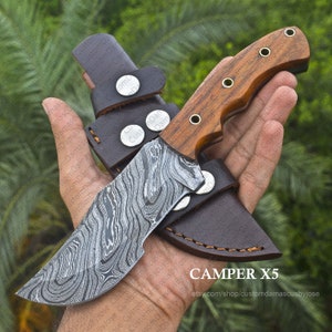 Hand Forge Bushcraft Knife with sheath Rosewood Fixed Blade Custom knife Hunting Knife Camping Knife Outdoors Gift for MEN/HIM CAMPER X5